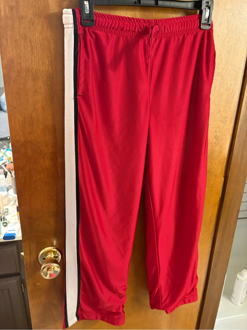 Old Navy Red Joggers with White Side Stripe